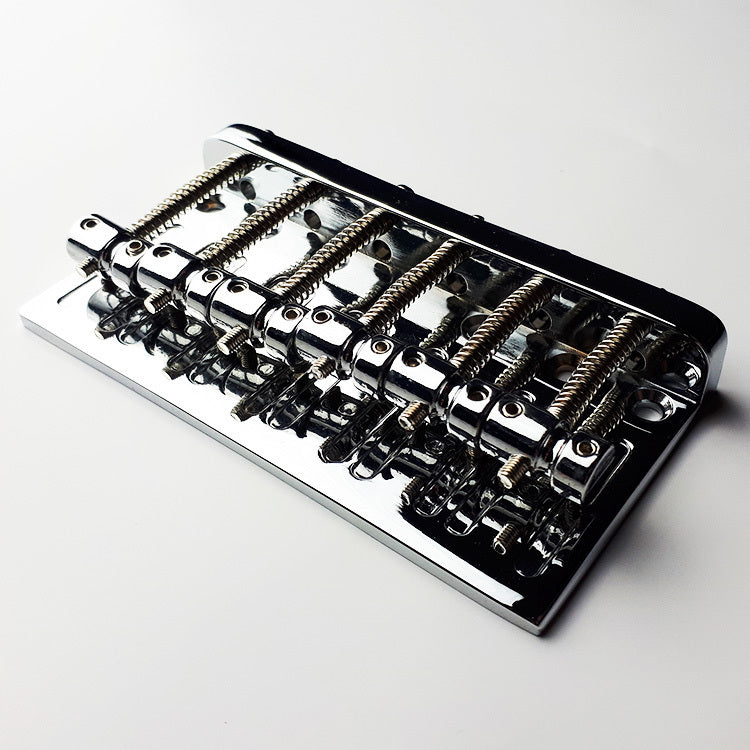 GT Bass Bridge with Brass Saddles, Chrome Finish, 6-String, 17mm String Spacing
