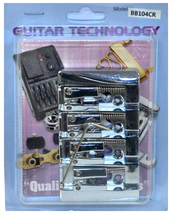 GT Bass Bridge with Zinc Saddles Chrome Finish 4-String 19mm String Spacing — view 2