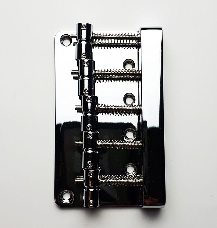 GT BB509 Bass Bridge with Brass Saddles, Chrome Finish, 5-String, 19mm String Spacing — view 2