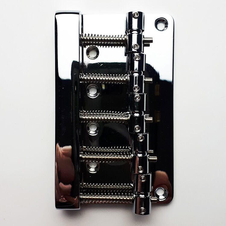 GT BB509 Bass Bridge with Brass Saddles, Chrome Finish, 5-String, 19mm String Spacing — view 4
