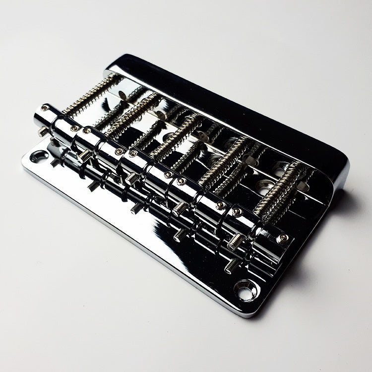 GT BB509 Bass Bridge with Brass Saddles, Chrome Finish, 5-String, 19mm String Spacing