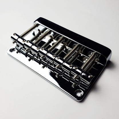 GT BB509 Bass Bridge with Brass Saddles, Chrome Finish, 5-String, 19mm String Spacing