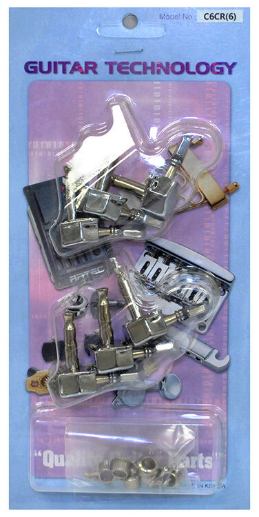 GT Electric Guitar 6-Inline Covered Tuning Machines Chrome Finish — view 3