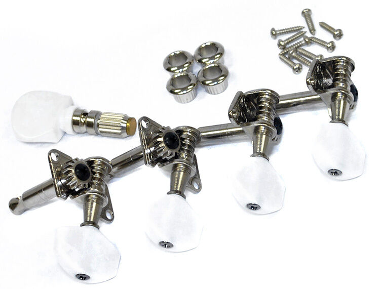 GT 5-String Banjo Tuning Machines Nickel Finish with White Pearl Buttons — view 2