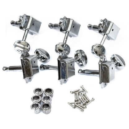 GT Kluson Style Tuning Machines Nickel Finish 3+3 with Oval Buttons — view 4