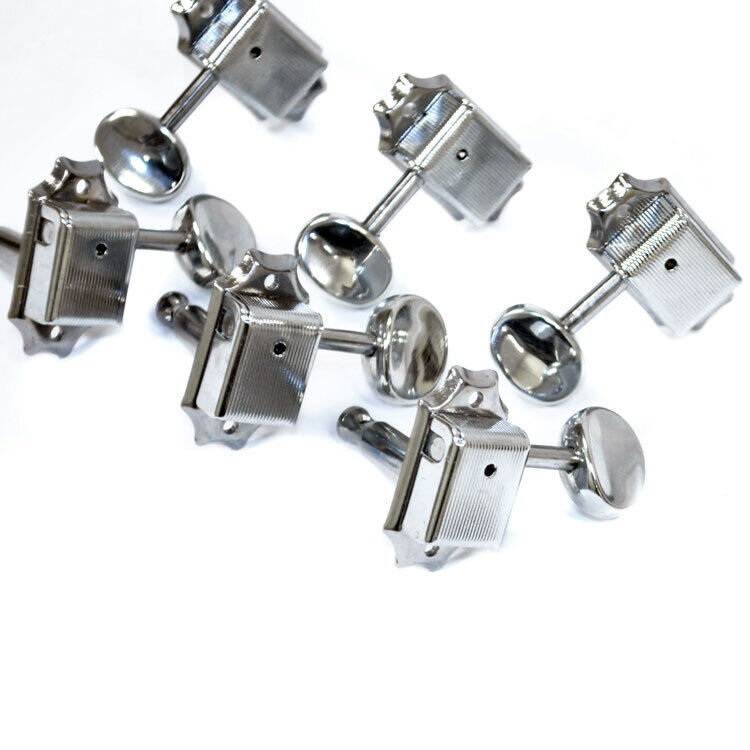 GT Kluson Style Tuning Machines Nickel Finish 3+3 with Oval Buttons — view 5