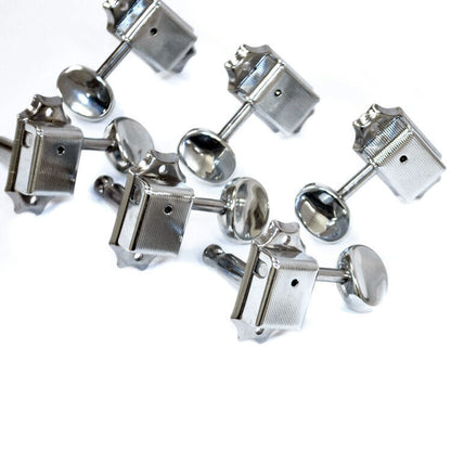 GT Kluson Style Tuning Machines Nickel Finish 3+3 with Oval Buttons — view 5