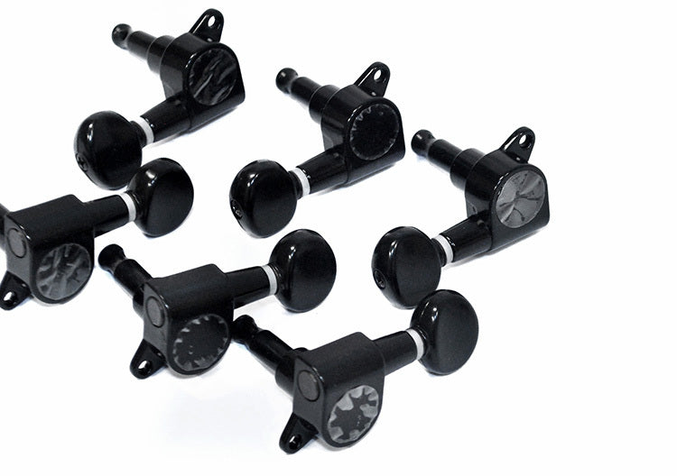 GT Electric Guitar Sealed Tuning Machines Black Finish 6-Inline with Oval Buttons
