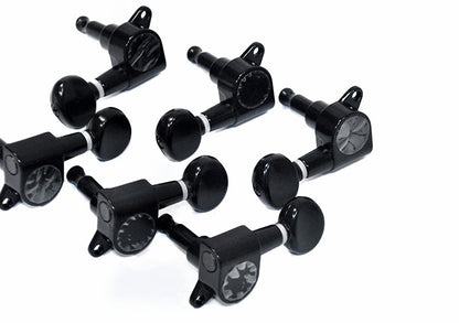 GT Electric Guitar Sealed Tuning Machines Black Finish 6-Inline with Oval Buttons