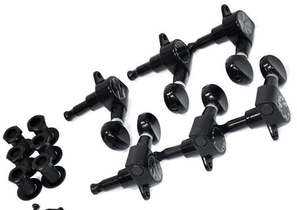 GT Electric Guitar Sealed Tuning Machines Black Finish 6-Inline with Oval Buttons — view 2