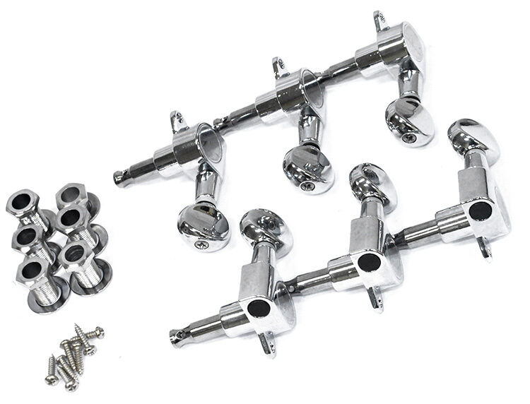 GT Electric Guitar Sealed Tuning Machines Chrome Finish 6-Inline with Oval Buttons — view 2
