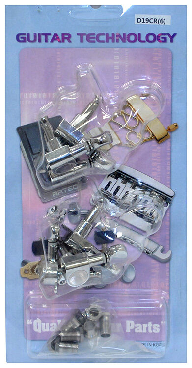 GT Electric Guitar Sealed Tuning Machines Chrome Finish 6-Inline with Oval Buttons — view 3