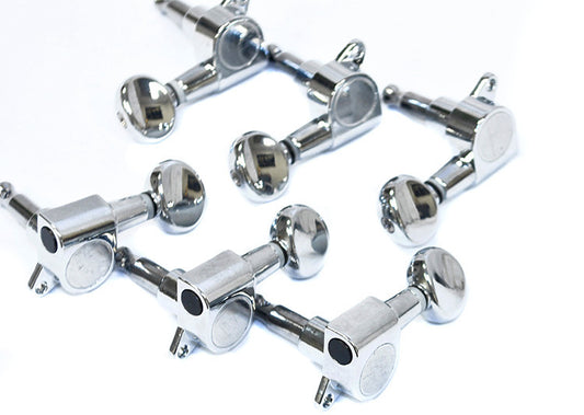 GT Electric Guitar Sealed Tuning Machines Chrome Finish 6-Inline with Oval Buttons