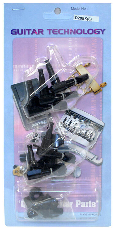 GT Electric Guitar Sealed Tuning Machines 6-Inline Black Finish with Black Buttons — view 3