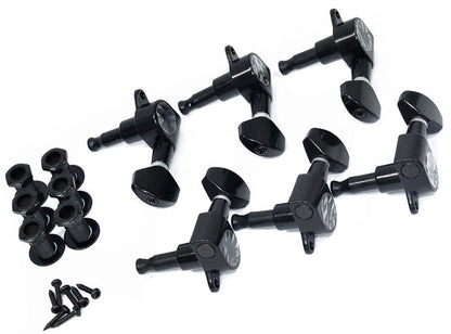GT Electric Guitar Sealed Tuning Machines 6-Inline Black Finish with Black Buttons — view 2