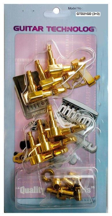 GT Acoustic/Electric Guitar Sealed Tuning Machines Gold Finish 3+3 with Traditional Buttons — view 5