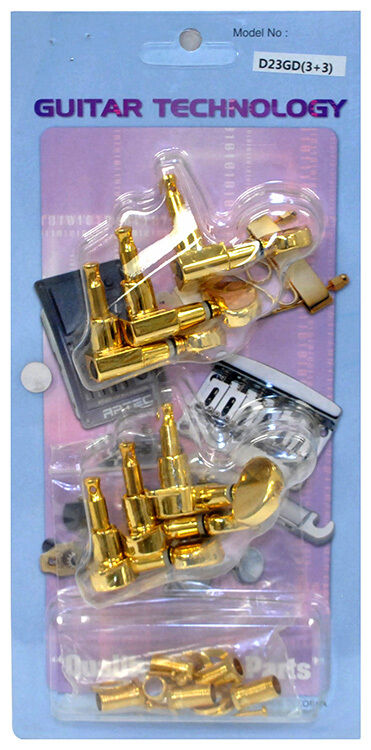 GT Acoustic/Electric Guitar Sealed Tuning Machines Gold Finish 3+3 with Kidneybean Gold Buttons — view 3