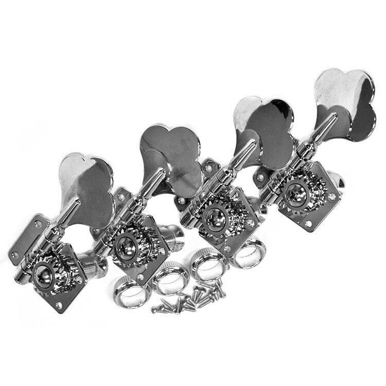 GT Electric Bass Guitar Open Gear Tuning Machines - Chrome Finish (4-Inline) — view 3