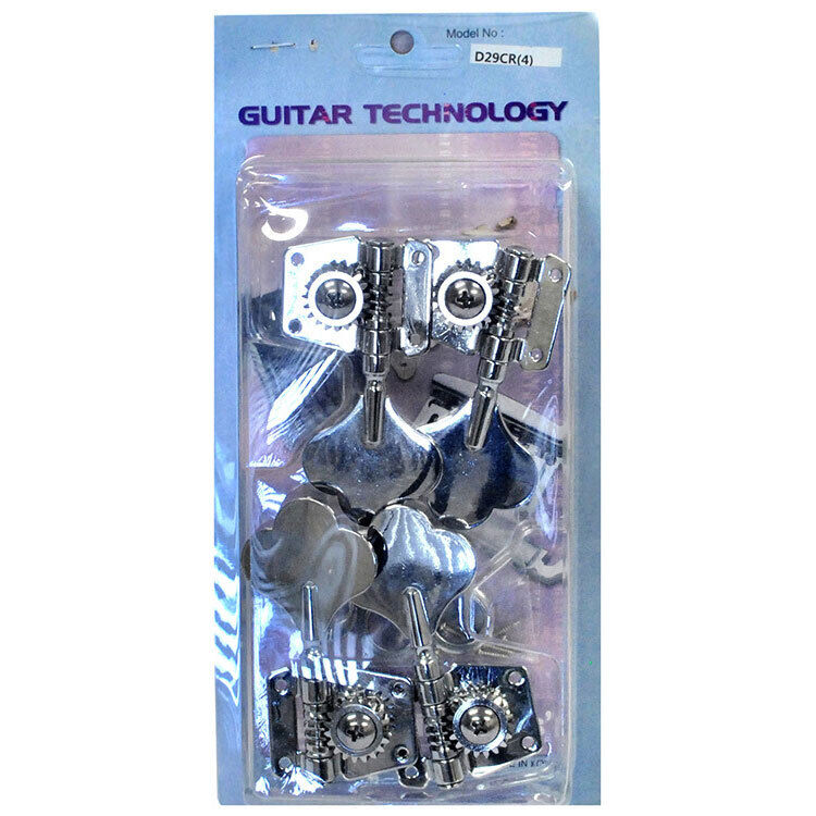 GT Electric Bass Guitar Open Gear Tuning Machines - Chrome Finish (4-Inline) — view 2