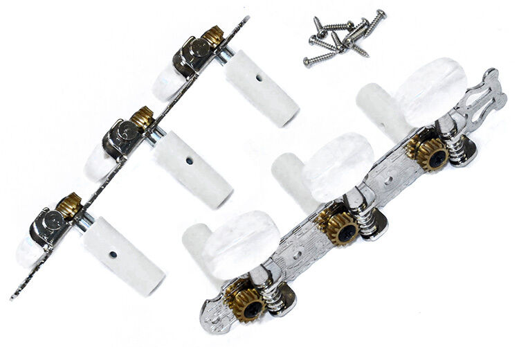 GT Classical Guitar Tuning Machines Nickel Finish Oval White Buttons 3+3 — view 2