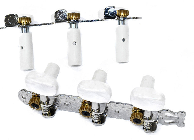 GT Classical Guitar Tuning Machines Nickel Finish Oval White Buttons 3+3
