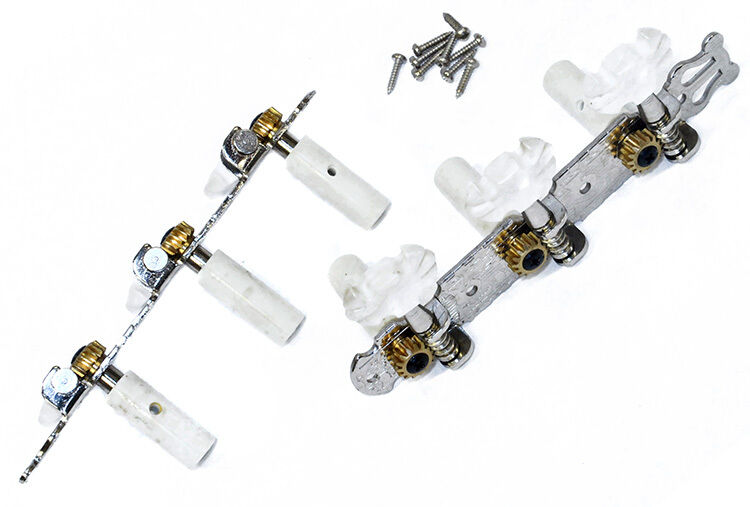 GT Classical Guitar Tuning Machines Nickel Finish with White Buttons (3+3) — view 2