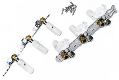 GT Classical Guitar Tuning Machines Nickel Finish with White Buttons (3+3) — view 2