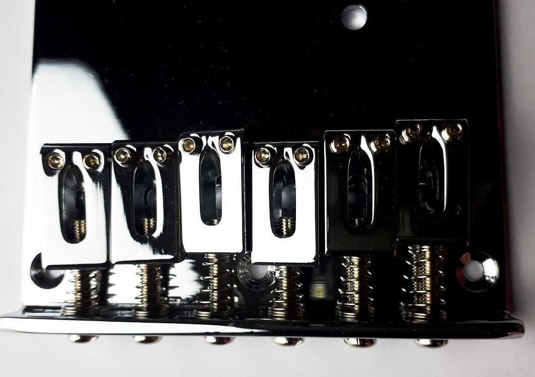 GT Vintage TL-Style Electric Guitar Bridge with 6 Zinc Saddles and Chrome Finish — view 4