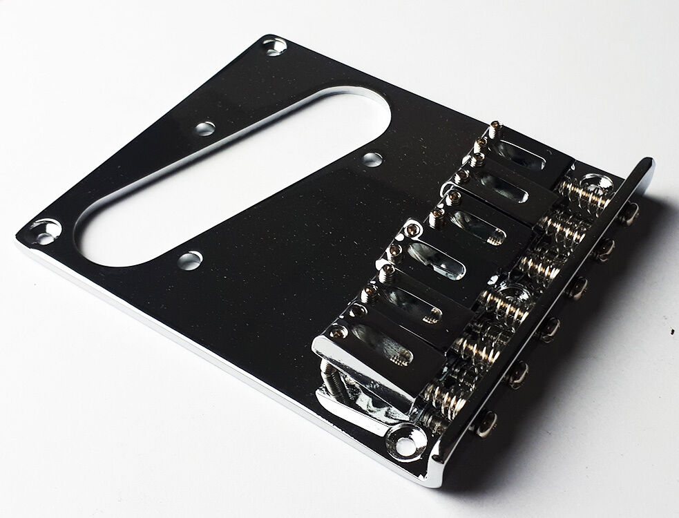 GT Vintage TL-Style Electric Guitar Bridge with 6 Zinc Saddles and Chrome Finish — view 2