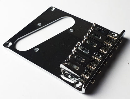 GT Vintage TL-Style Electric Guitar Bridge with 6 Zinc Saddles and Chrome Finish — view 2