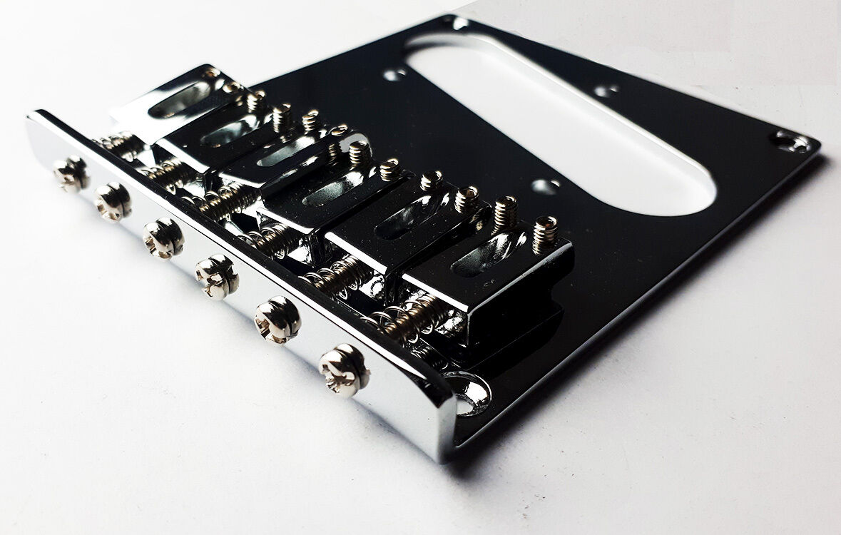 GT Vintage TL-Style Electric Guitar Bridge with 6 Zinc Saddles and Chrome Finish — view 3
