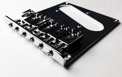GT Vintage TL-Style Electric Guitar Bridge with 6 Zinc Saddles and Chrome Finish — view 3