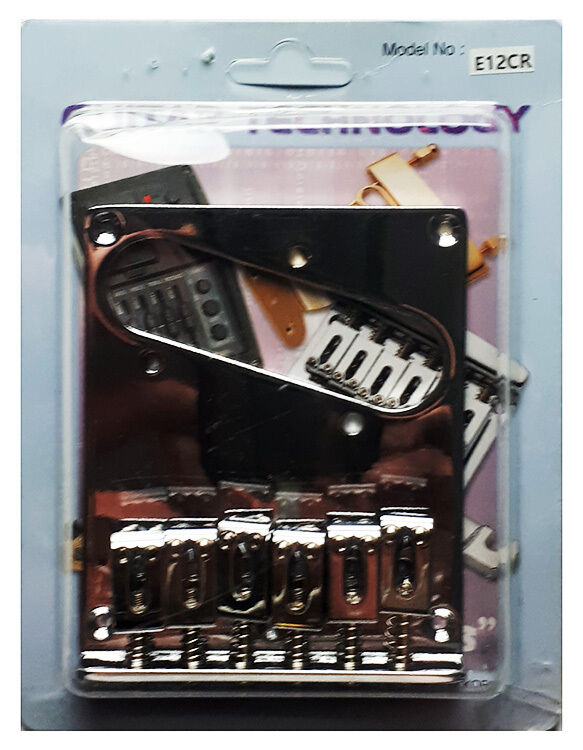 GT Vintage TL-Style Electric Guitar Bridge with 6 Zinc Saddles and Chrome Finish — view 5