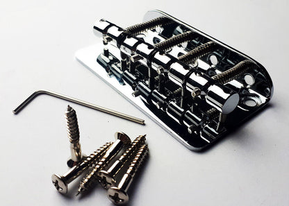 GT Bass Bridge with Brass Saddles Chrome Finish 4-String 19mm String Spacing — view 4