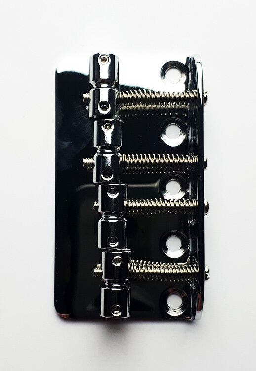GT Bass Bridge with Brass Saddles Chrome Finish 4-String 19mm String Spacing — view 3