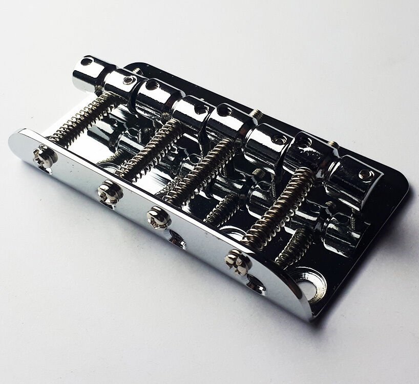 GT Bass Bridge with Brass Saddles Chrome Finish 4-String 19mm String Spacing — view 2