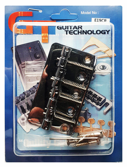 GT Bass Bridge with Brass Saddles Chrome Finish 4-String 19mm String Spacing — view 6