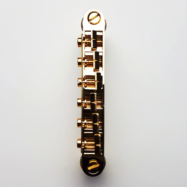 GT Vintage Style Tune-O-Matic Electric Guitar Bridge - Gold Finish — view 3