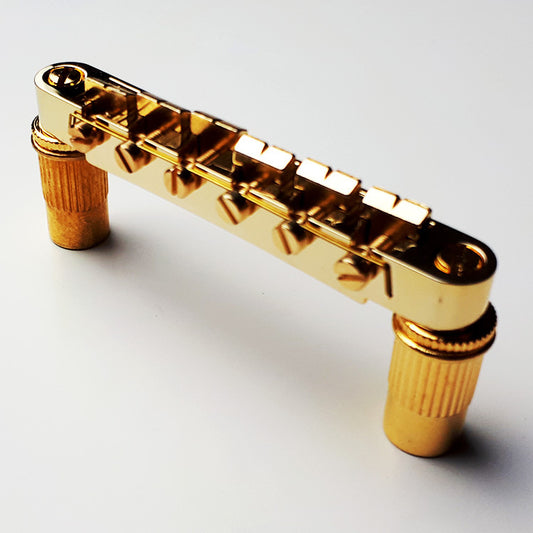 GT Vintage Style Tune-O-Matic Electric Guitar Bridge - Gold Finish