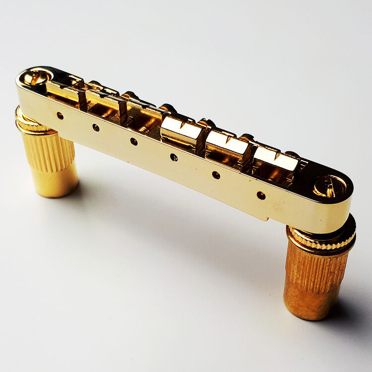 GT Vintage Style Tune-O-Matic Electric Guitar Bridge - Gold Finish — view 2