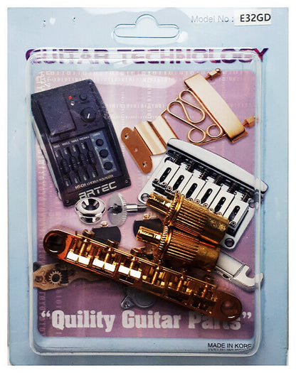 GT Vintage Style Tune-O-Matic Electric Guitar Bridge - Gold Finish — view 4