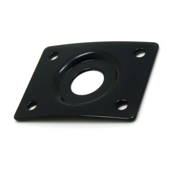 GT Rectangular Metal Jack Plate with Recessed Input, Black Finish, 37mm x 29mm, 8.9mm Hole, 27.5mm x 19.5mm Screw Spacing, Pk-1