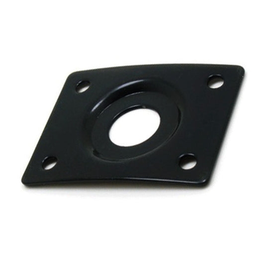 GT Rectangular Metal Jack Plate with Recessed Input, Black Finish, 37mm x 29mm, 8.9mm Hole, 27.5mm x 19.5mm Screw Spacing, Pk-1
