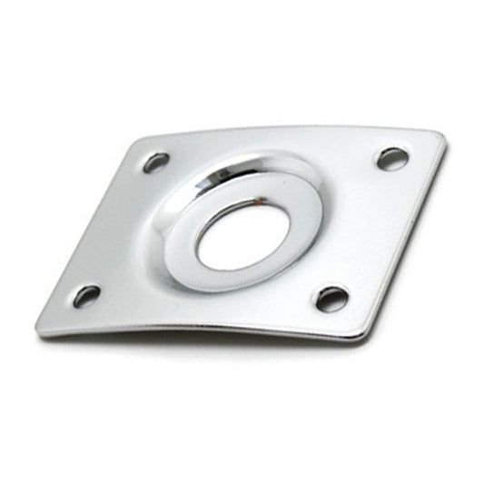 GT Rectangular Metal Jack Plate with Recessed Input in Chrome Finish - 37mm x 29mm, Jack Hole 8.9mm, Mounting Screw Spacing 27.5mm x 19.5mm