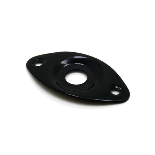 GT Oval Metal Jack Plate with Recessed Jack Input, Black Finish, 49.5mm x 26mm, Jack Hole Diameter 9.6mm, 38mm Hole Spacing