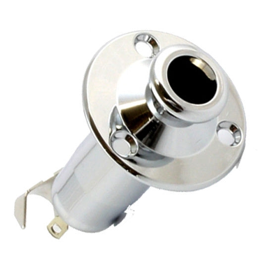 GT Takamine Style Stereo Endpin Jack Socket Chrome Finish with 3 Screw Mounting Holes (Pk-1)
