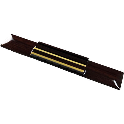GT Rosewood Bridge for Classical Nylon String Guitar - Gloss Lacquer, Maple Tie-block Edging, Drilled for Strings, Made in Korea