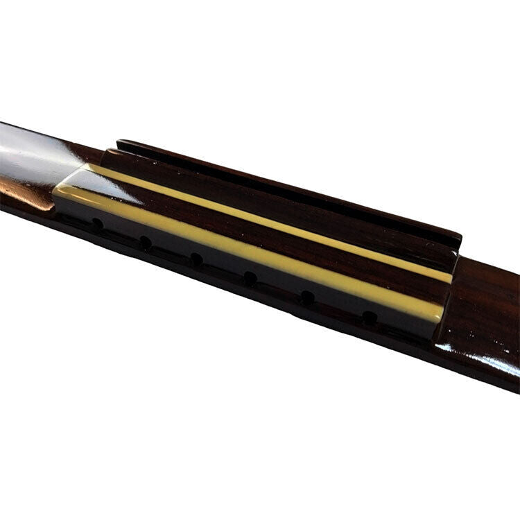 GT Rosewood Bridge for Classical Nylon String Guitar - Gloss Lacquer, Maple Tie-block Edging, Drilled for Strings, Made in Korea — view 6