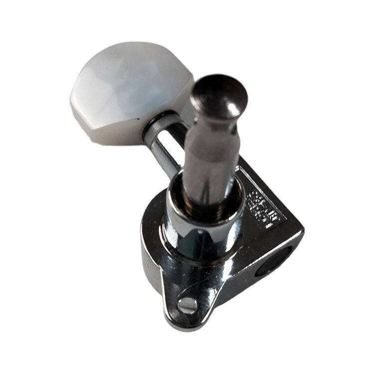GT Electric Guitar 6-Inline Sealed Tuning Machines with Chrome Finish and White Pearl Buttons — view 3