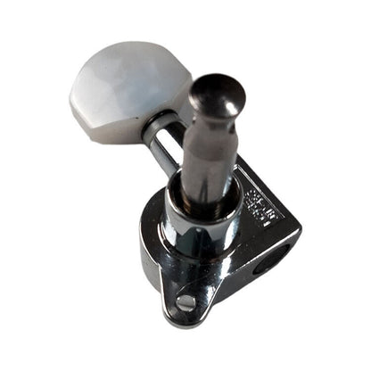 GT Electric Guitar 6-Inline Sealed Tuning Machines with Chrome Finish and White Pearl Buttons — view 3